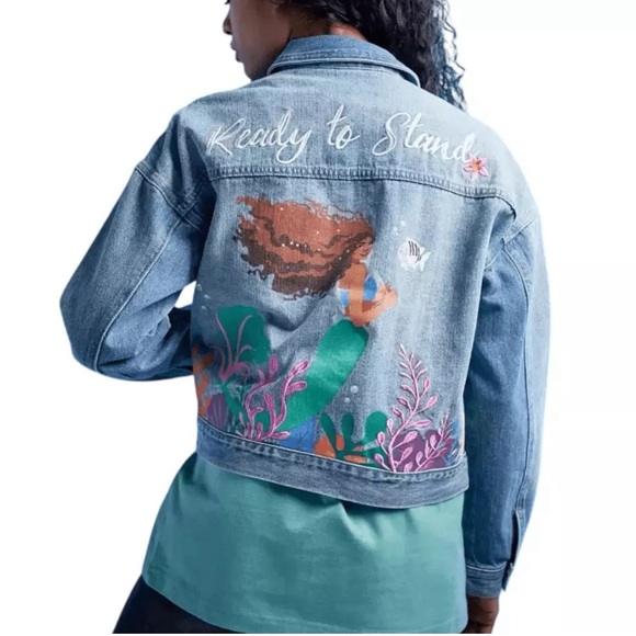 Disney Blue Denim Jacket with Ocean Theme size 1X - Picture 4 of 14